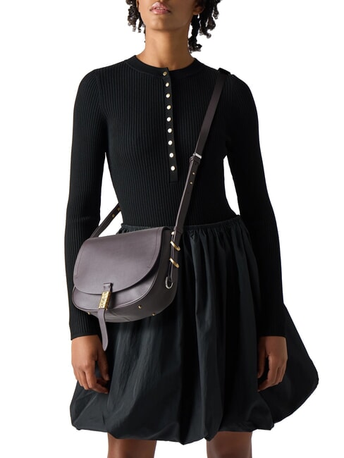 SADDLE Umh&auml;ngetasche aus Leder mit &Uuml;berschlag braunes Moro-Mix-M&auml;dchen. Goldnik - Damentaschen