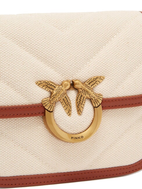 LOVE BOX BAG Mini-Umh&auml;ngetasche aus Canvas beige/braun-antikgold - Damentaschen