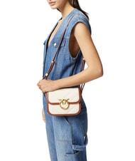 PINKO LOVE BOX BAG Mini-Umh&auml;ngetasche aus Canvas beige/braun-antikgold - Damentaschen - 6