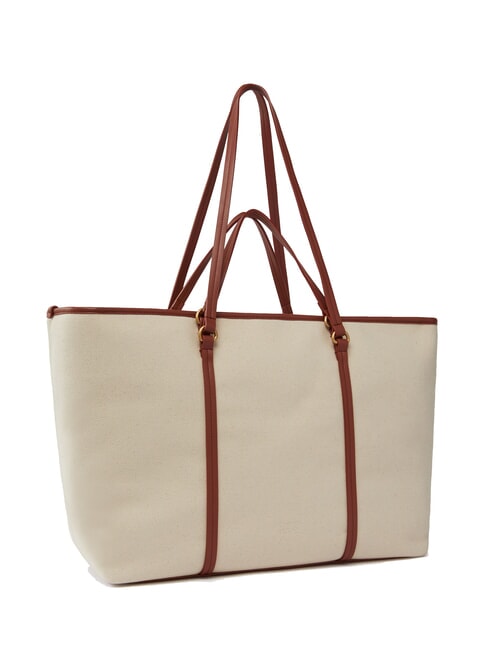 MIRANDA Canvas-Shoppertasche mit Doppelgriffen multibeige/Leder-Antikgold - Damentaschen