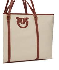 PINKO MIRANDA Canvas-Shoppertasche mit Doppelgriffen multibeige/Leder-Antikgold - Damentaschen - 3