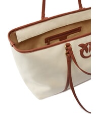 PINKO MIRANDA Canvas-Shoppertasche mit Doppelgriffen multibeige/Leder-Antikgold - Damentaschen - 4
