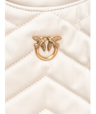 PINKO PUZZLE Schultertasche aus gen&auml;htem Leder Seide wei&szlig;-antikgold - Damentaschen - 4