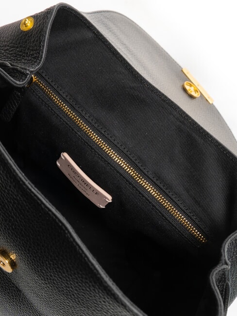 PRIMROSE Rucksack aus geh&auml;mmertem Leder Schwarz - Damentaschen