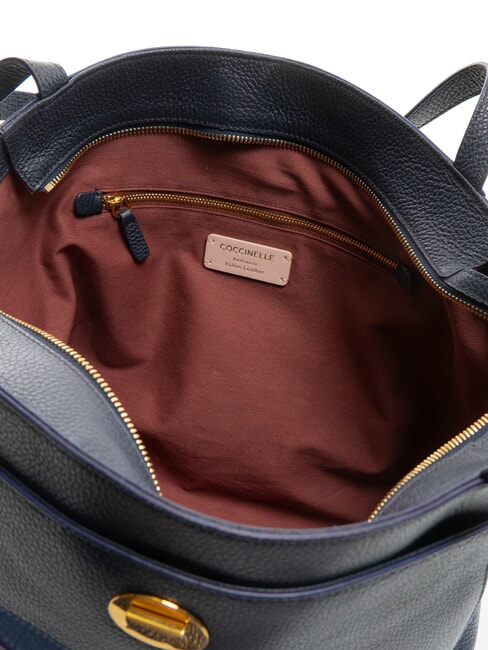 LIYA Schultertasche aus geh&auml;mmertem Leder Mitternachtsblau - Damentaschen