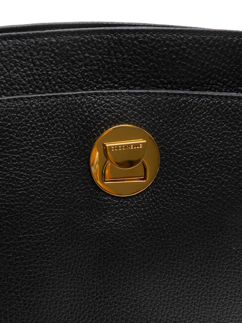 LIYA Schultertasche aus geh&auml;mmertem Leder Schwarz - Damentaschen