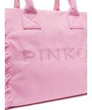 PINKO BEACH Einkaufstasche aus recyceltem Canvas s&uuml;&szlig;es Rosa Lila-Antikgold - Damentaschen - 3