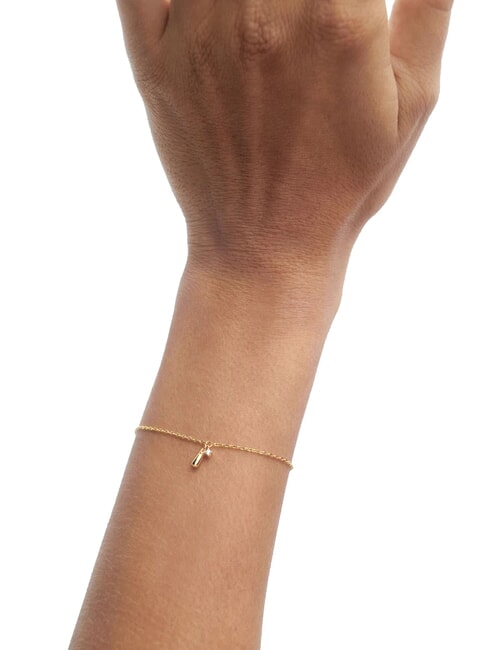 THE NEW ESSENTIALS KIRA Kettenarmband mit runden Zirkonia und Tropfenanh&auml;nger Gold - Armb&auml;nder