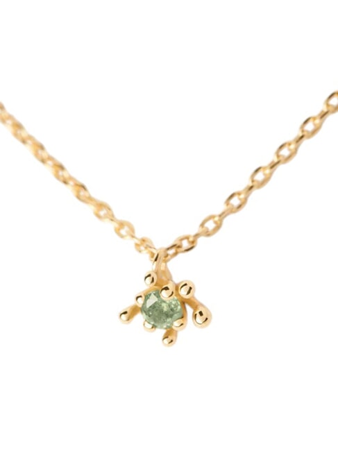 COLOR GREEN FLEUR Anh&auml;ngerkette mit Zirkonia und Krallen Gold - Halsketten