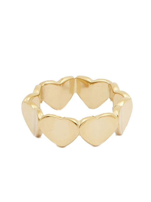 LOVELY Ring mit emaillierten Herzen und Zirkonen Gelbgold/T&uuml;rkis - Ringe