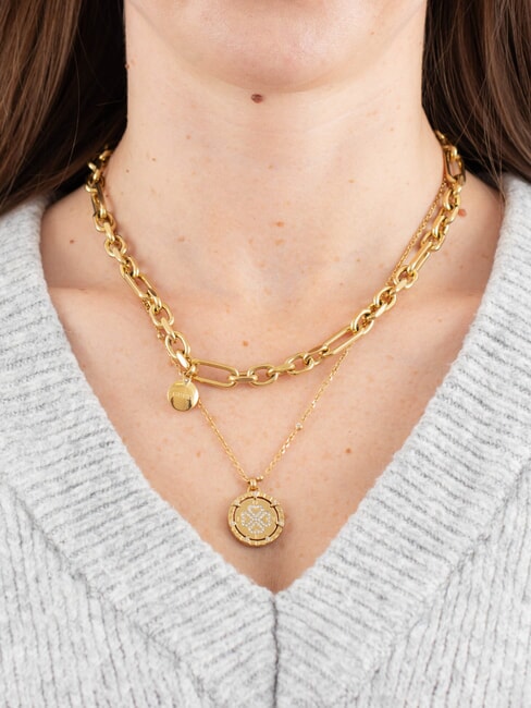 ALL OF US Zweireihige Halskette mit Anh&auml;ngern gelbes Gold - Halsketten