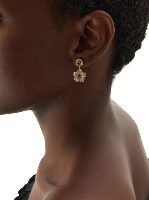 SHINING WINTER Tropfenf&ouml;rmige Blumenohrringe gelbes Gold - Ohrringe