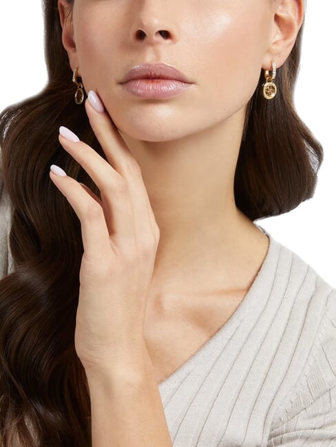 4G LOOP Ohrringe mit 4G-Logo-Charm Gelbgold/Schwarz - Ohrringe