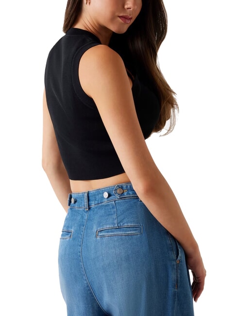 ALEXIA Kurze Strickmaus mit Strass-Logo jetbla - T-Shirts und Tops f&uuml;r Damen