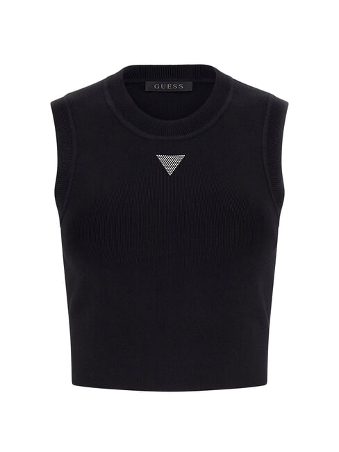 ALEXIA Kurze Strickmaus mit Strass-Logo jetbla - T-Shirts und Tops f&uuml;r Damen