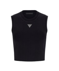 GUESS ALEXIA Kurze Strickmaus mit Strass-Logo jetbla - T-Shirts und Tops f&uuml;r Damen - 4