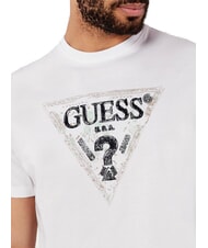 GUESS TRIANGLE Baumwoll-T-Shirt mit Aufdruck purwei&szlig; - Herren-T-Shirts - 3