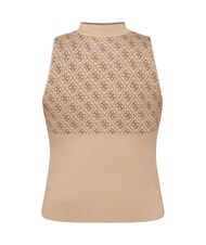 GUESS RN LISE 4G Tanktop mit Stehkragen Kaffee und Travertin - T-Shirts und Tops f&uuml;r Damen - 4