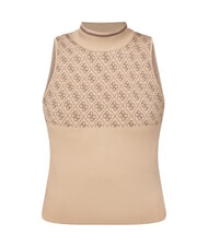 GUESS RN LISE 4G Tanktop mit Stehkragen Kaffee und Travertin - T-Shirts und Tops f&uuml;r Damen - 3