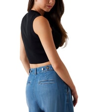 GUESS ALEXIA Kurze Strickmaus mit Strass-Logo - T-Shirts und Tops f&uuml;r Damen