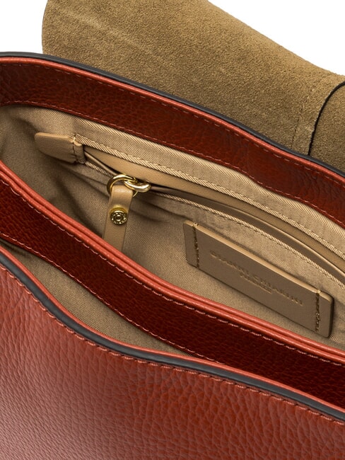 HELENA ROUND Ledertasche mit doppeltem Schultergurt ziegelrot - Damentaschen