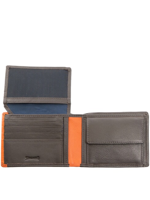 SNAP  Herren-Geldb&ouml;rse aus Leder mit M&uuml;nzfach braun/orange - Brieftaschen Herren