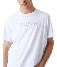 GUESS BSC EMBROIDERY LOGO Baumwoll-T-Shirt mit gesticktem Logo purwei&szlig; - Herren-T-Shirts - 3