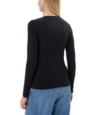 GUESS EMBRO SCRIPT LOGO Langarm-T-Shirt mit Logo und Strass - T-Shirts und Tops f&uuml;r Damen