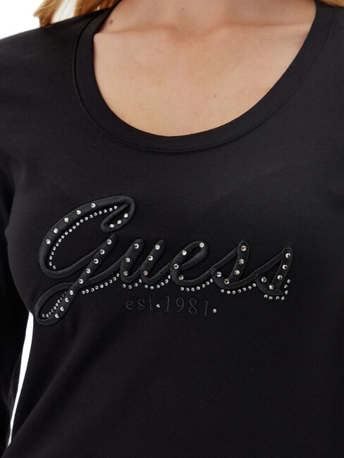 EMBRO SCRIPT LOGO Langarm-T-Shirt mit Logo und Strass jetbla - T-Shirts und Tops f&uuml;r Damen