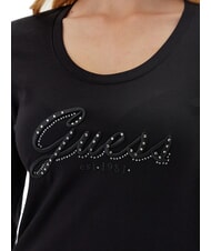 GUESS EMBRO SCRIPT LOGO Langarm-T-Shirt mit Logo und Strass jetbla - T-Shirts und Tops f&uuml;r Damen - 3