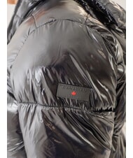 CANADIAN MINGAN Kurze gl&auml;nzende Daunenjacke mit Kapuze recyceltes gl&auml;nzendes Schwarz - Daunenjacken f&uuml;r Damen - 3