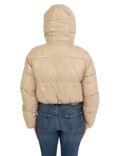 MINGAN Kurze gl&auml;nzende Daunenjacke mit Kapuze recycelte gl&auml;nzende Ziege - Daunenjacken f&uuml;r Damen