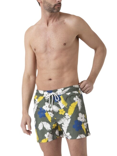 CLASSIC PRINT Strandkost&uuml;m f&uuml;r Herren milit&auml;risch / gelb - Herrenbadehosen