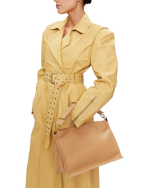 SNIP Umh&auml;ngetasche aus geh&auml;mmertem Leder fre.beige/sunri - Damentaschen