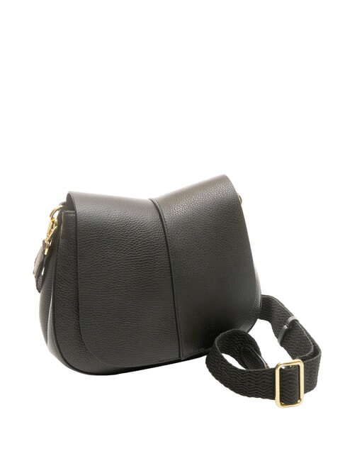 HELENA ROUND Ledertasche mit doppeltem Schultergurt Schwarz - Damentaschen