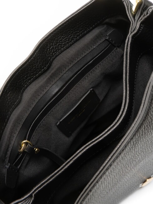 HELENA ROUND Kleine Umh&auml;ngetasche aus Leder Schwarz - Damentaschen