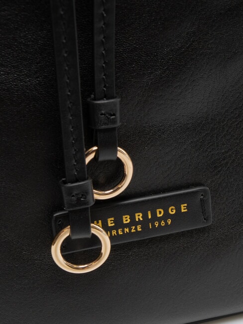 CARLOTTA Umh&auml;ngetasche aus Leder mit Taschen Schwarzes Gold - Damentaschen