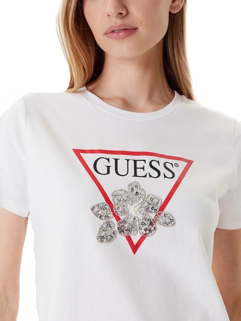 FLOWER BLING T-Shirt mit Druck und Applikation purwei&szlig; - T-Shirts und Tops f&uuml;r Damen