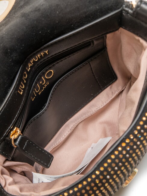 LAPUFFY Mikro-Umh&auml;ngetasche mit Strass schwarz/messinggold - Damentaschen