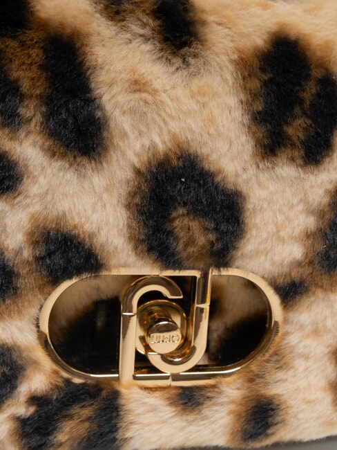 LAPUFFY Pl&uuml;sch-Umh&auml;ngetasche mit Animal-Print nat&uuml;rlicher Fleck. - Damentaschen