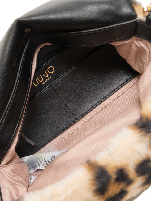 LAPUFFY Pl&uuml;sch-Umh&auml;ngetasche mit Animal-Print nat&uuml;rlicher Fleck. - Damentaschen