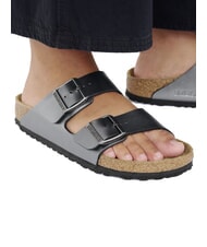 BIRKENSTOCK ARIZONA Metallische Slipper-Sandale Schwarz - Damenschuhe - 8