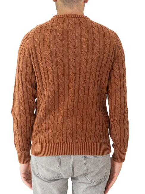 VINTAGE Rundhalspullover mit Zopfmuster Kakao - Herrenpullover