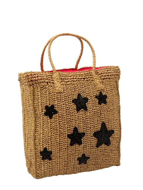 RAFIA Strandtasche aus Raffiabast Sand/Alpenveilchen - Damentaschen