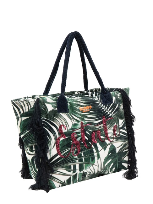 FANCY SPONGE ALLOVER Strandtasche aus Canvas mit Schulterriemen Englischgr&uuml;n/Cremewei&szlig; - Damentaschen