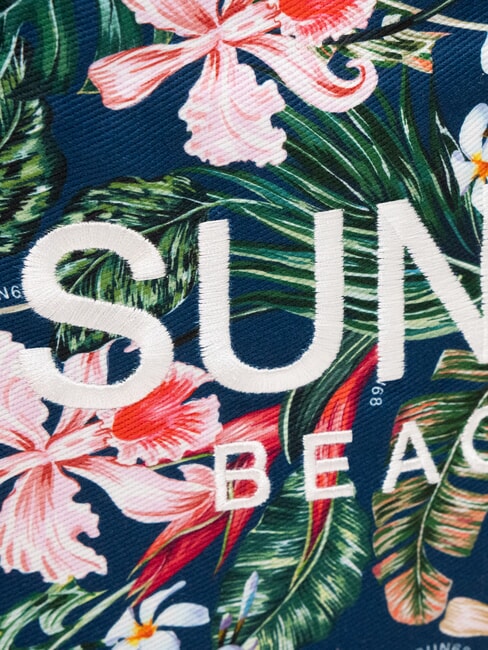 LOGO BEACH Strandtasche aus Segeltuch Marineblau/Fuchsia - Damentaschen