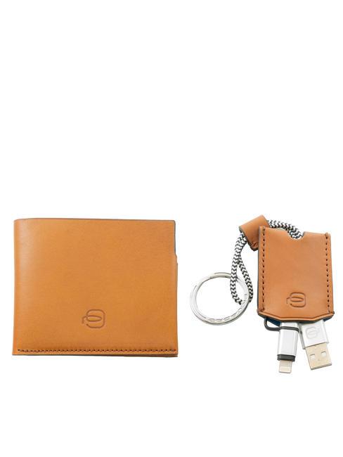 CAMPIONARIO - BAGMOTIC KIT Ledergeldb&ouml;rse + Schl&uuml;sselanh&auml;nger mit USB Leder / blau - Brieftaschen Herren