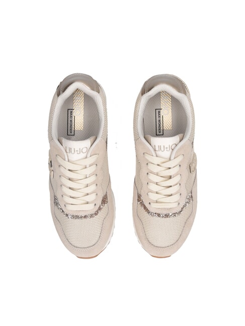 MAXI WONDER LOW 02 Sneakers aus Glitzer und Mesh Seil/Hellgold - Damenschuhe