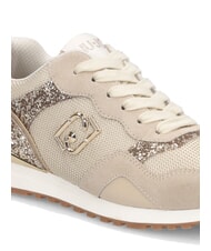 LIUJO MAXI WONDER LOW 02 Sneakers aus Glitzer und Mesh Seil/Hellgold - Damenschuhe - 6