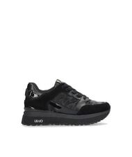 LIUJO MAXI WONDER 91 Plateau-Sneaker mit Lackledereins&auml;tzen Schwarz - Damenschuhe - 3